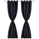 2 stk Sort Blackout Gardiner med Metal Ringe 135 x 245 cm - xlshop.dk