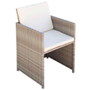 udendørs spisebordssæt 5 dele med hynder polyrattan beige