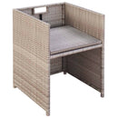 udendørs spisebordssæt 5 dele med hynder polyrattan beige