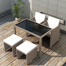 udendørs spisebordssæt 5 dele med hynder polyrattan beige