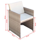 udendørs spisebordssæt 11 dele med hynder polyrattan beige