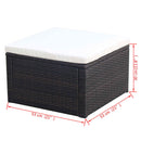 fodskammel ottoman i polyrattan 53 x 53 x 30 cm brun