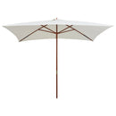 parasol 200x300 cm træstang cremehvid