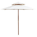 parasol 270x270 cm 2 niveauer træstang cremehvid