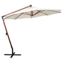 hængende parasol 350 cm træstang hvid
