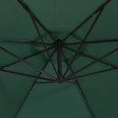 hængende parasol med LED-belysning 300 cm grøn metalstang