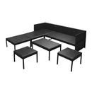 haveloungesæt 6 dele med hynder polyrattan sort