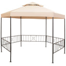havepavillon med baldakin sekskantet beige 323x265 cm