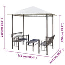 havepavillon med bord og bænk 2,5x1,5x2,4 m