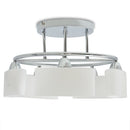 loftslampe med ellipseformet glasskygge 5 E14-pærer 200 W