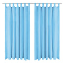 gardiner i mikro-satin 2 stk. med løkker 140 x 175 cm turkis