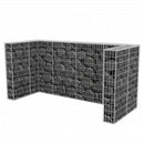 gabionafskærmning til tre affaldsbeholdere 250x100x120 cm stål