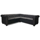 Chesterfield 5-personers hjørnesofa kunstlæder sort