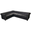 Chesterfield 6-personers hjørnesofa kunstlæder sort