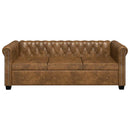3-personers Chesterfield sofa kunstlæder brun
