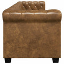 3-personers Chesterfield sofa kunstlæder brun