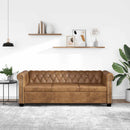 3-personers Chesterfield sofa kunstlæder brun