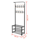 knagerække med skoopbevaring 68 x 32 x 182,5 cm sort