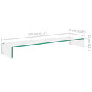 TV-stander/monitorstand klart glas 120x30x13 cm