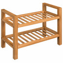 skostativ med 2 hylder 49,5x27x40 cm massivt egetræ