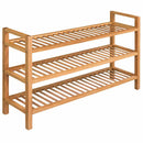 skostativ med 3 hylder 100x27x60 cm massivt egetræ