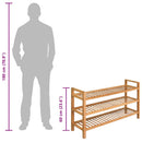 skostativ med 3 hylder 100x27x60 cm massivt egetræ