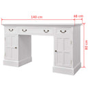 dobbelt piedestal skrivebord hvidt 140x48x80 cm