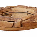 dekorativt spejl i teak 80 cm rundt
