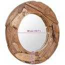 dekorativt spejl i teak 80 cm rundt