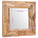 dekorativt spejl i teak 60 x 60 cm firkantet