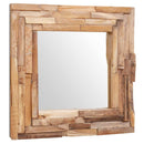 dekorativt spejl i teak 60 x 60 cm firkantet