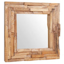 dekorativt spejl i teak 60 x 60 cm firkantet