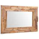dekorativt spejl i teak 90 x 60 cm rektangulært