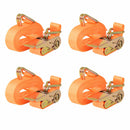 surringsbånd med skralde 4 stk. 0,4 ton 6 m x 25 mm orange