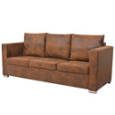 3-personers sofa 191 x 73 x 82 cm kunstigt ruskindslæder