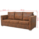 3-personers sofa 191 x 73 x 82 cm kunstigt ruskindslæder