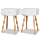 sengebord 2 stk. massivt fyretræ 40 x 30 x 61 cm hvid