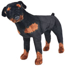 stående tøjdyr rottweiler plysstof XXL sort og brun