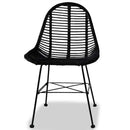 spisebordsstole 2 stk. naturligt rattan sort