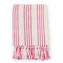 plaid 160x210 cm bomuld stribet lyserød og hvid