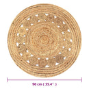 tæppe flettet design jute 90 cm rund