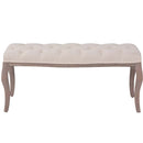 bænk lærred massivt træ 110 x 38 x 48 cm cremehvid