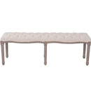 bænk lærred massivt træ 150 x 40 x 48 cm cremehvid