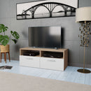tv-bord 95x35x36 cm konstrueret træ egetræsfarve og hvid