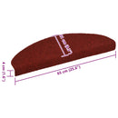 trappemåtter selvklæbende 15 stk. 65x21x4 cm bordeauxrød halvrunde store