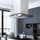 ø-emhætte 90 cm LCD-display touchsensor 756 m³/t. LED