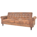 2-personers sovesofa med armlæn imiteret ruskind brun