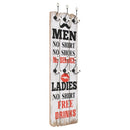 vægmonteret knagerække med 6 knager MEN LADIES 120 x 40 cm