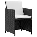 udendørs spisebordssæt 5 dele med hynder polyrattan sort