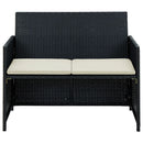 2-personers havesofa med hynder sort polyrattan